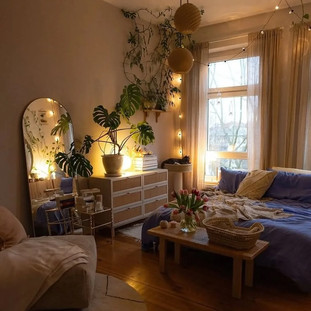 Bedroom with ambient cove ceiling lighting
