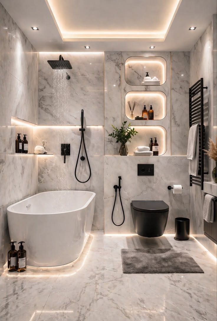 Luxury Bathroom with Free-Standing Tub — interior design idea, Homeli Chennai