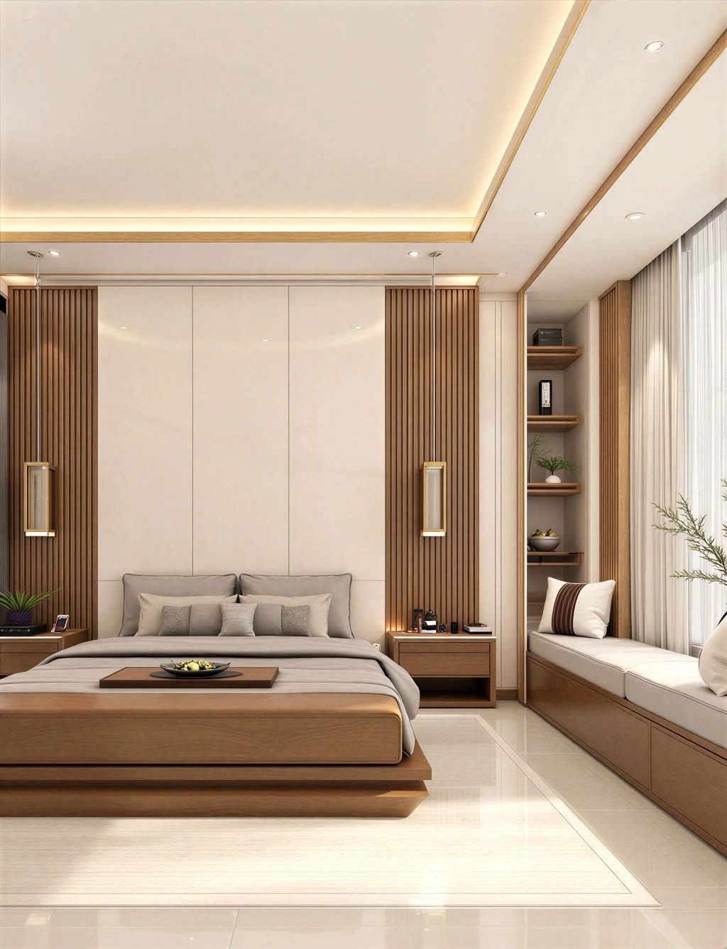 White-Panelled Luxury Bedroom — interior design idea, Homeli Chennai